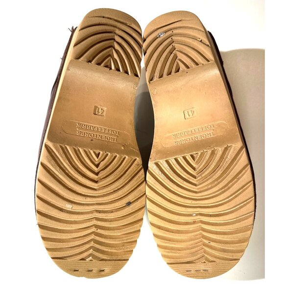 Troentorp Swedish Clogs Brown Leather Lace-Up Size 41 Wooden Sole Handmade Shoes - Picture 2 of 16